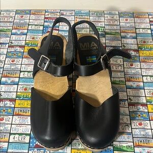 MIA 1976 Swedish Leather Clogs Black Size 38